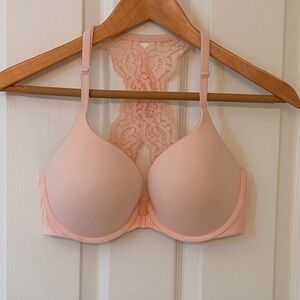 Victoria's Secret Blush Pink Lace-Back Molded T-Shirt Bra